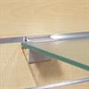 Glashylde beslag i aluminium som klemmer hylden fast, L 50mm for 8mm glashylde
